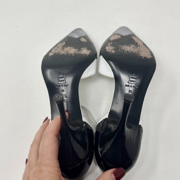 Via Spiga Heels 6.5 Black White Navarro Leather Shoe - Picture 7 of 9